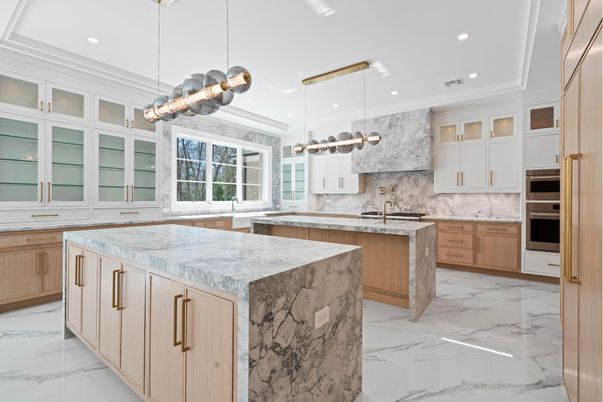Interior, Kitchen, Marble, Pendant Lights, Recessed Lighting