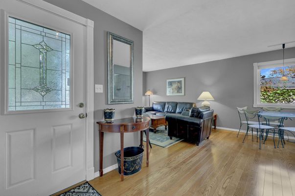 Dining room, Interior, Living room, Pendant Lights, Wood Texture Flooring
