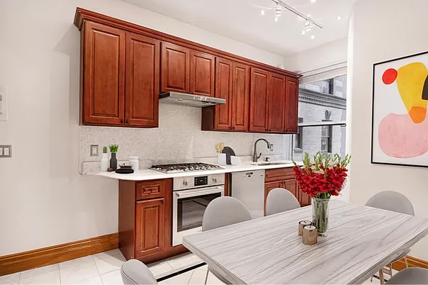 Interior, Kitchen, Marble, Recessed Lighting, Stainless Steel Appliances