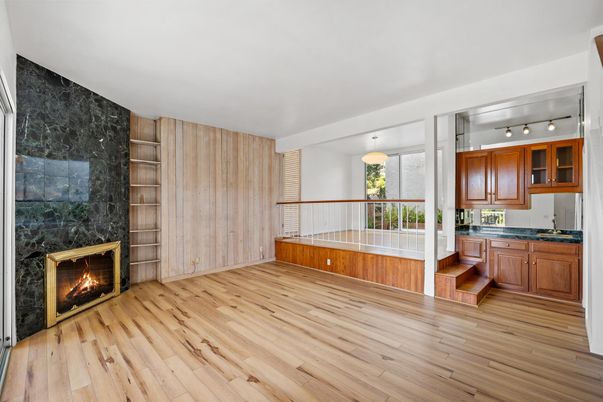 Fireplace, Interior, Pendant Lights, Wood Texture Flooring