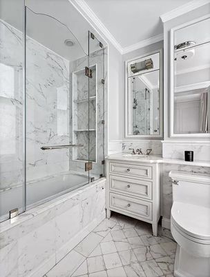 Bathroom, Glass Shower, Interior, Marble, Marble Walls