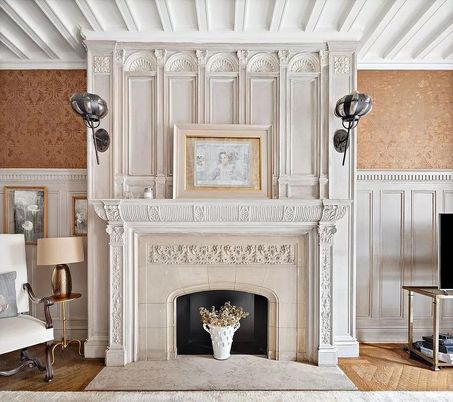 Fireplace, Interior, Wood Texture Flooring