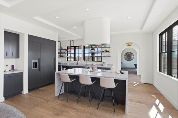 Interior, Kitchen, Recessed Lighting, Wood Texture Flooring