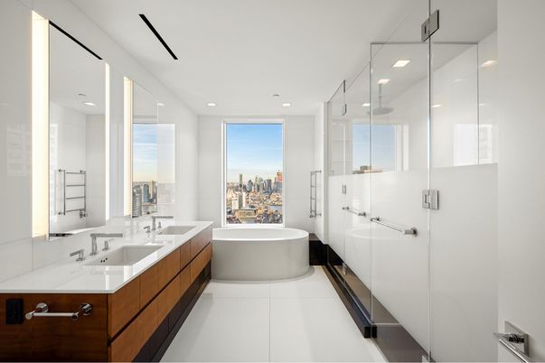 Bathroom, Dual Sink Vanities, Free Standing Baths, Glass Shower, Interior, Recessed Lighting