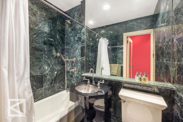 Bathroom, Interior, Marble Walls, Recessed Lighting