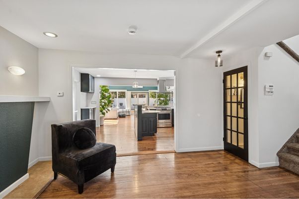 Interior, Kitchen, Pendant Lights, Recessed Lighting, Wood Texture Flooring