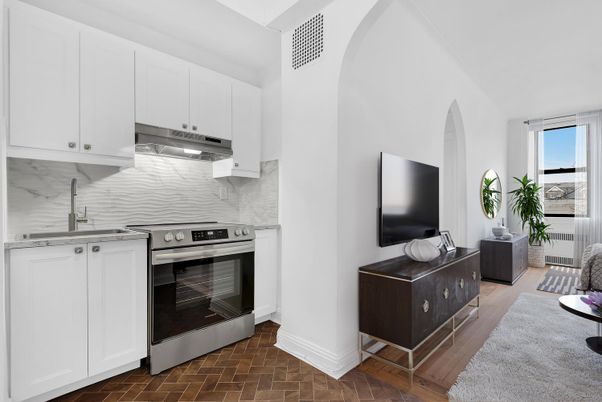 Interior, Kitchen, Marble Walls, Stainless Steel Appliances, Wood Texture Flooring