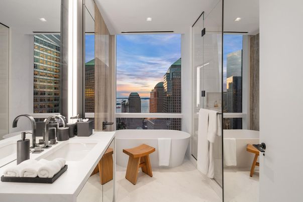 Bathroom, Dual Sink Vanities, Free Standing Baths, Glass Shower, Interior, Recessed Lighting