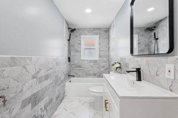 Bathroom, Interior, Marble, Marble Walls, Recessed Lighting