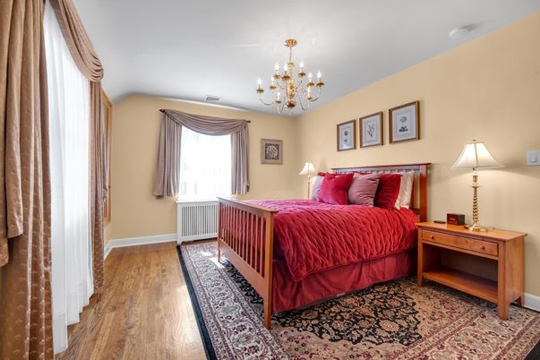 Bedroom, Chandelier, Interior, Wood Texture Flooring