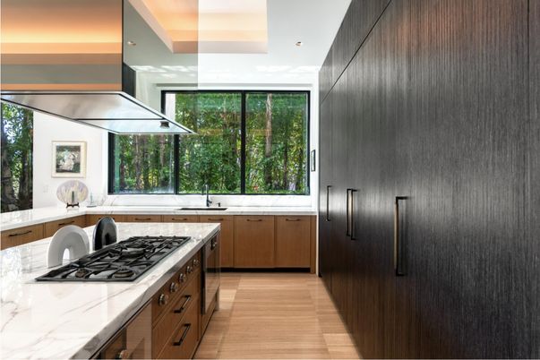 Interior, Kitchen, Recessed Lighting, Wood Texture Flooring