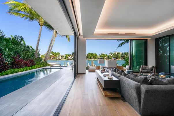 Interior, Living room, Pool, Water, Wood Texture Flooring