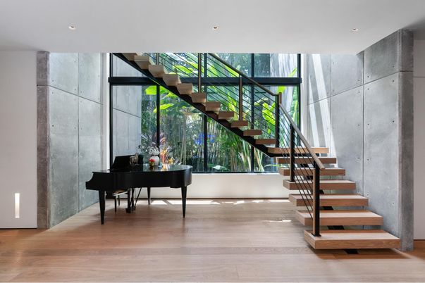 Interior, Piano, Recessed Lighting, Wood Texture Flooring