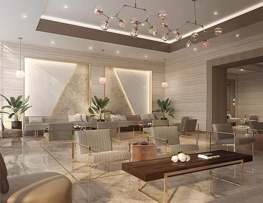 Dining room, Interior, Living room, Marble, Pendant Lights, Recessed Lighting