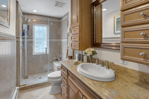 Bathroom, Glass Shower, Interior, Recessed Lighting