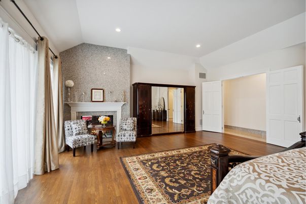 Fireplace, Interior, Recessed Lighting, Wood Texture Flooring