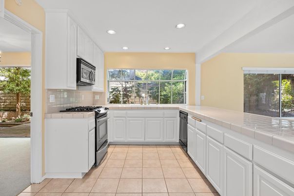 Interior, Kitchen, Recessed Lighting, Tile Countertops