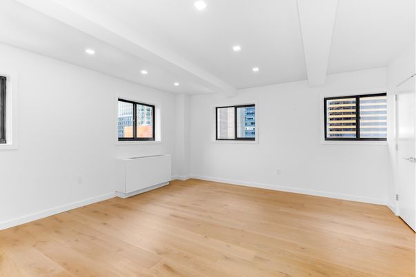 Empty room, Interior, Recessed Lighting, Wood Texture Flooring