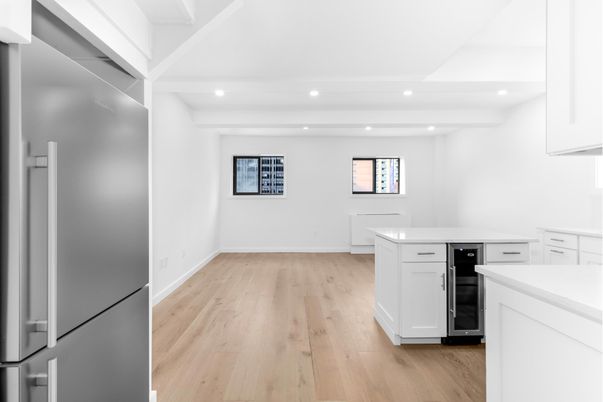 Interior, Kitchen, Recessed Lighting, Wood Texture Flooring