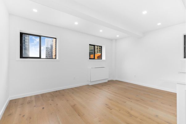 Empty room, Interior, Recessed Lighting, Wood Texture Flooring