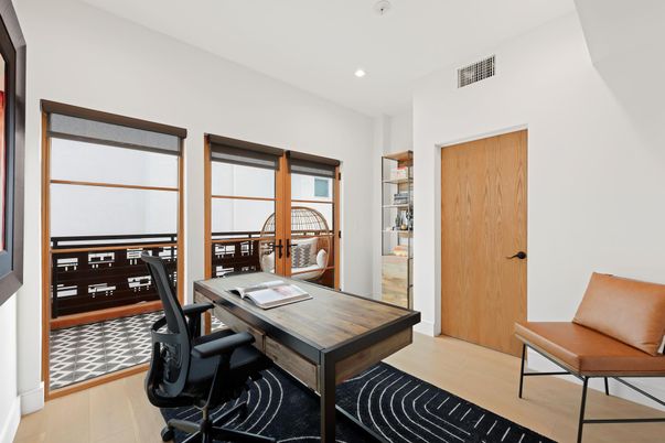 Home Office, Interior, Recessed Lighting, Wood Texture Flooring