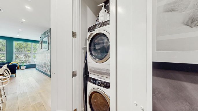 Interior, Recessed Lighting, Utility Closets, Washer, Wood Texture Flooring