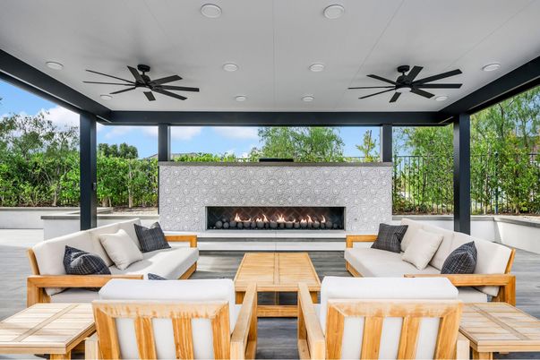 Exterior, Fireplace, Interior, Living room, Recessed Lighting