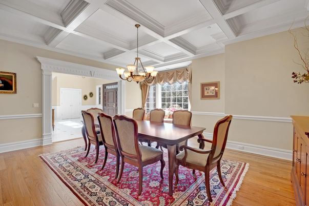 Chandelier, Dining room, Interior, Wood Texture Flooring