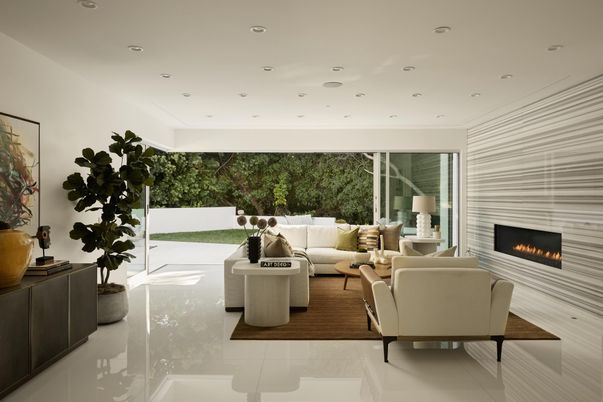 Fireplace, Interior, Living room, Recessed Lighting