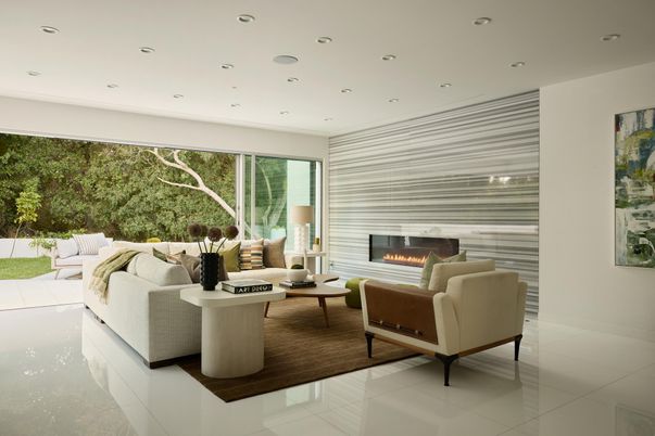 Fireplace, Interior, Living room, Recessed Lighting