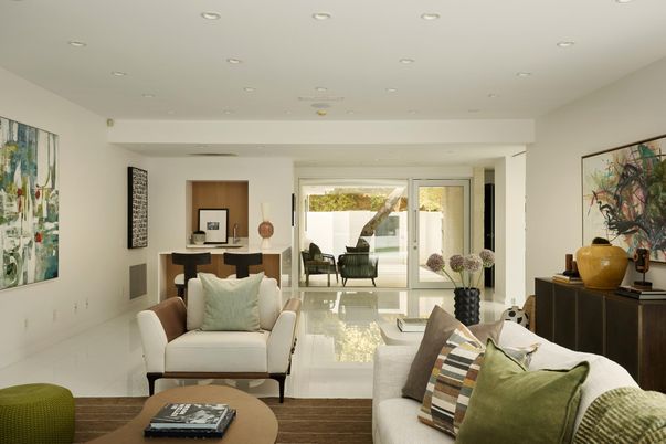 Interior, Living room, Recessed Lighting, Wood Texture Flooring