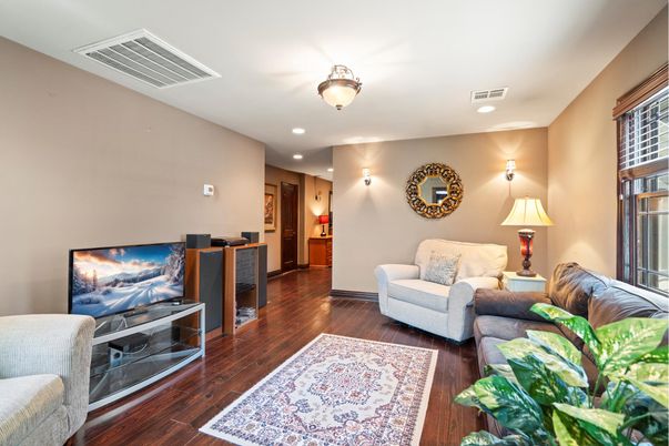 Interior, Living room, Recessed Lighting, Wood Texture Flooring