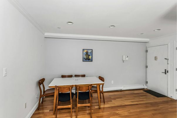 Dining room, Interior, Recessed Lighting, Wood Texture Flooring