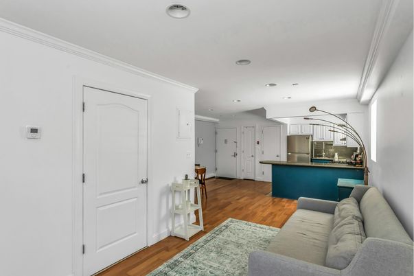 Interior, Kitchen, Living room, Recessed Lighting, Wood Texture Flooring