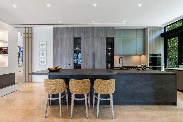 Interior, Kitchen, Recessed Lighting, Wood Texture Flooring