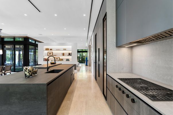 Interior, Kitchen, Recessed Lighting, Wood Texture Flooring