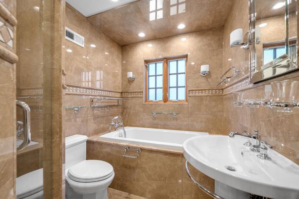 Bathroom, Glass Shower, Interior, Recessed Lighting