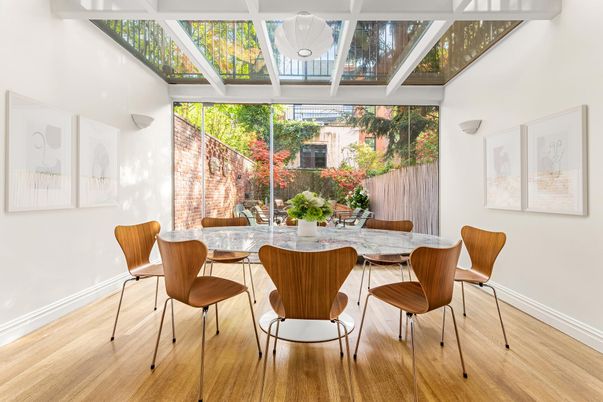 Dining room, Glass Ceilings, Interior, Sun Room, Wood Texture Flooring