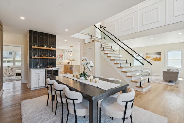 Dining room, Interior, Kitchen, Recessed Lighting, Wood Texture Flooring