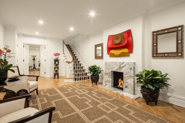 Fireplace, Interior, Recessed Lighting, Wood Texture Flooring