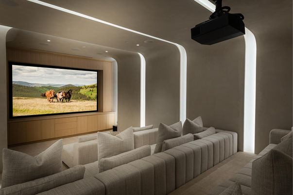 Interior, Projection Screen, Recessed Lighting, Theatre Room