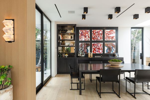 Dining room, Interior, Wood Texture Flooring