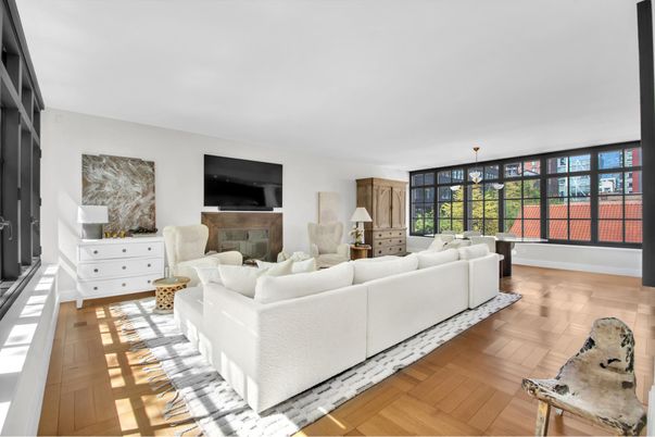 Fireplace, Interior, Living room, Pendant Lights, Wood Texture Flooring