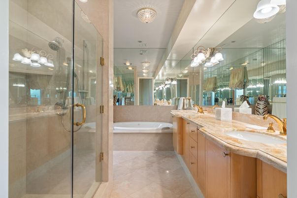 Bathroom, Dual Sink Vanities, Glass Shower, Interior