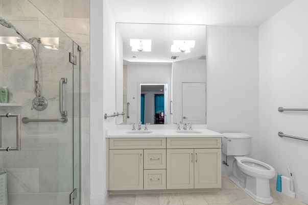 Bathroom, Dual Sink Vanities, Glass Shower, Interior, Marble