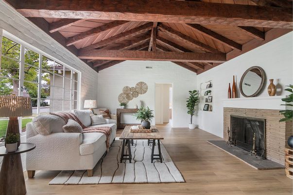 Fireplace, Interior, Living room, Wooden Beams, Wooden Ceilings, Wood Texture Flooring