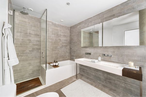 Bathroom, Dual Sink Vanities, Glass Shower, Interior, Recessed Lighting