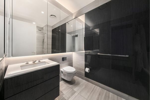 Bathroom, Glass Shower, Interior, Recessed Lighting