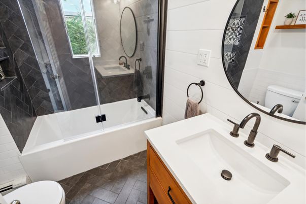 Bathroom, Dual Sink Vanities, Glass Shower, Interior