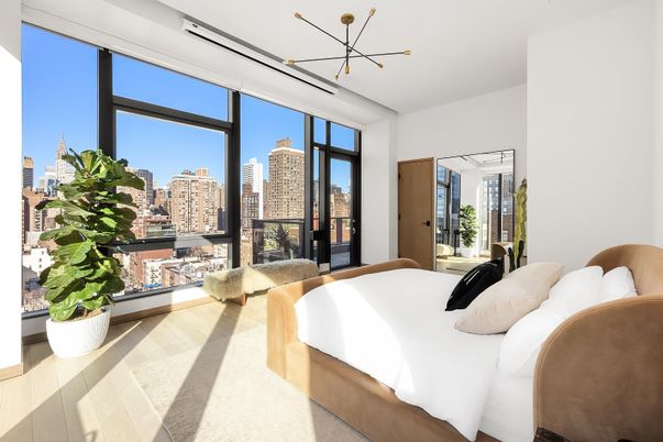 Bedroom, Interior, Pendant Lights, Wood Texture Flooring